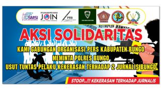 Kutuk Pengeroyokan 2 Wartawan,Gabungan Organisasi Pers di Bungo Kompak Gelar Aksi