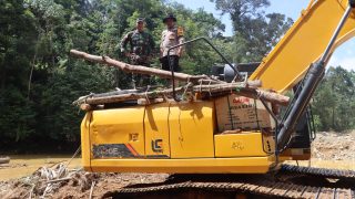 Gelar Razia Penertiban Peti,Polres Bungo Bersama Kodim 0416/BUTE Berhasil Amankan 1 Unit Excavator