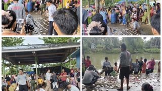 Buka Lubuk Larangan Ratusan Warga Dusun Tanah Tumbuh Tumpah Ruah Menangkap Ikan, Hasil Panen Ikan Dibagikan Secara Merata Kepada Warga