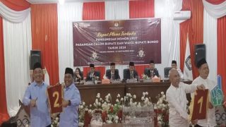 KPU Bungo Gelar Rapat Pleno Terbuka Terkait Pengundian Nomor Urut Paslon Bupati dan Wakil Bupati
