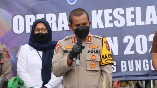 Kapolres Bungo Gelar Konferensi Pers Hasil Operasi Keselamatan 2025,148 Unit Knalpot Brong Dimusnahkan