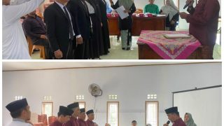 Pelantikan dan Pengambilan Sumpah Jabatan Perangkat Desa dan Lembaga Adat Melayu(LAM) Dusun Sungai Mengkuang Berjalan Dengan Lancar dan Khidmat
