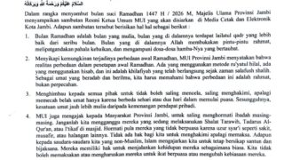 Menyambut Ramadhan 1447 H, MUI Jambi Serukan Persatuan dan Toleransi di Tengah Perbedaan